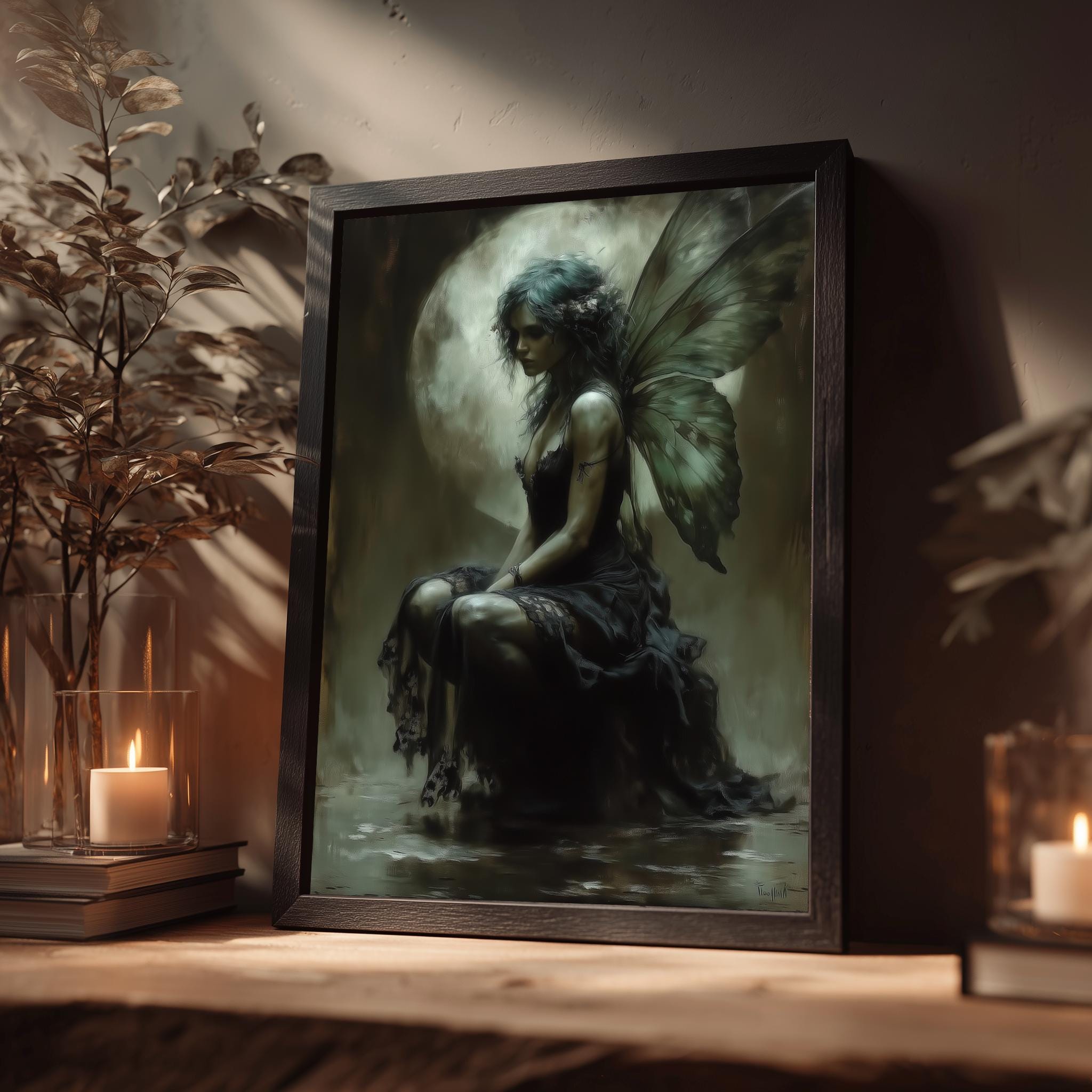 Gothic Fairy Printable Wall Art, Dark Academia Decor, Fantasy Art Print ...