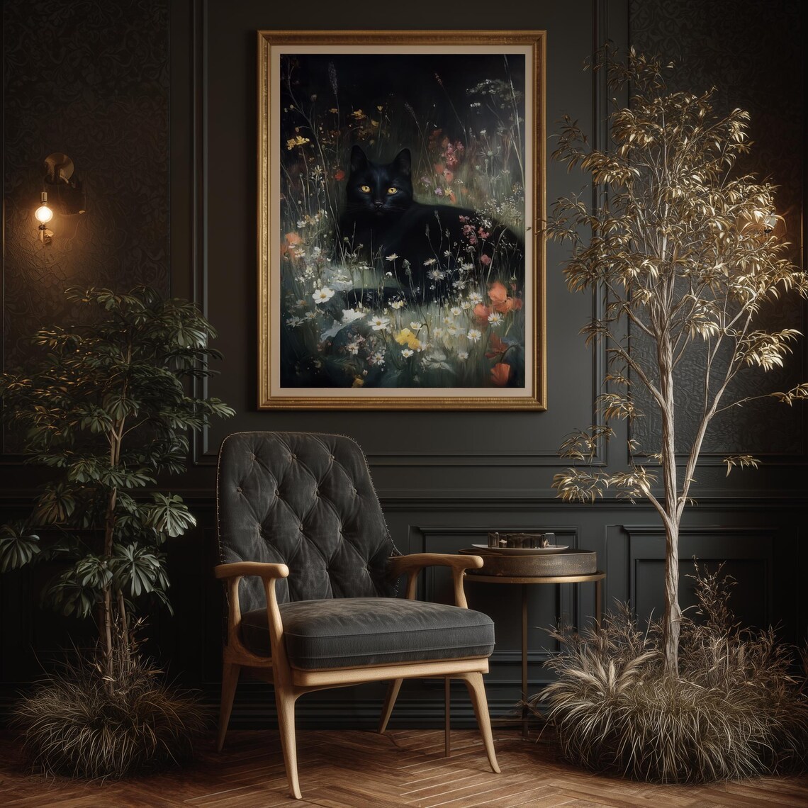 Moody Cottagecore Cat Art Print: Dark Academia Gothic Home Decor - Etsy