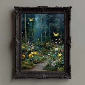 Enchanted Forest Fairy Print: Vintage Woodland Fantasy Art