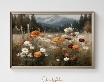 Autumn Wildflowers Wall Art: Fall Rustic Farmhouse Print, Vintage Digital Download, Cozy Country Decor