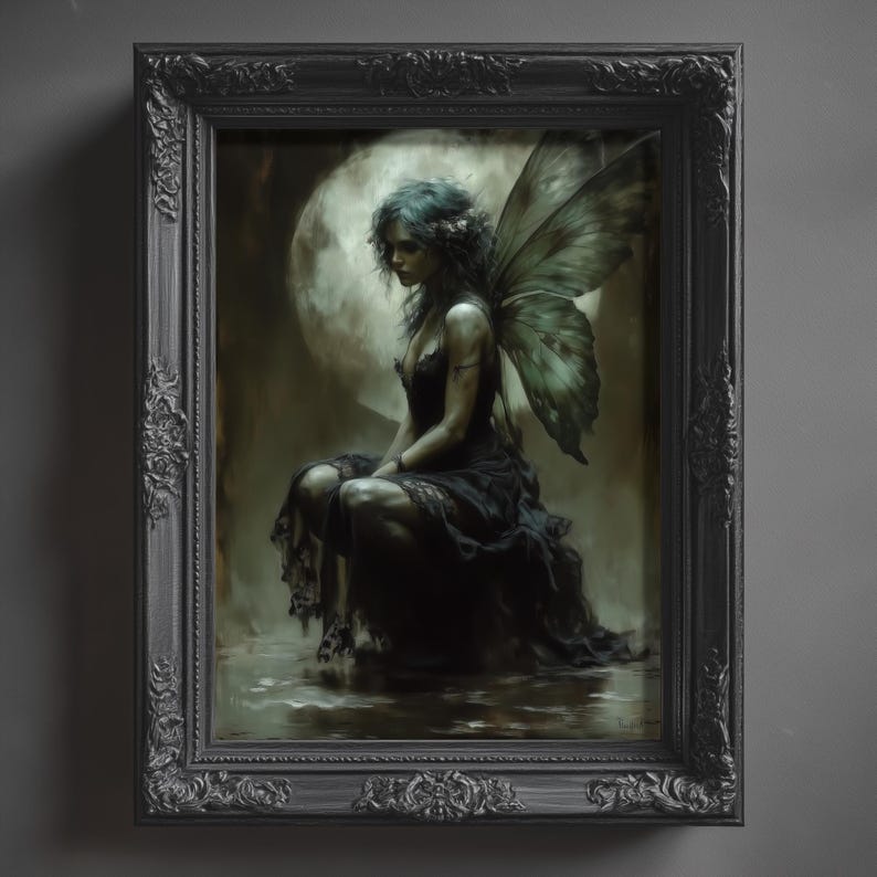 Gothic Fairy Printable Wall Art, Dark Academia Decor, Fantasy Art Print ...