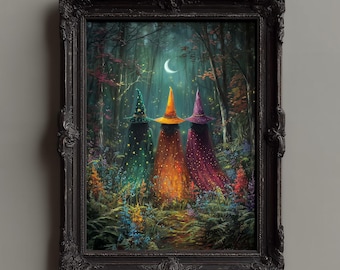 Impression d'art sorcières : Illustration gothique fantastique, décor Dark Academia