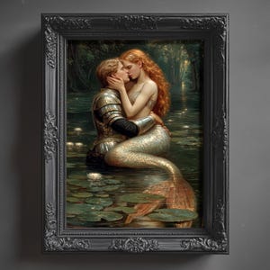 Mermaid and Knight Art Print: Gothic Romance Fairytale (Digital Download)