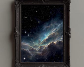Galaxy Wall Art Print – Cosmic Nebula Cloud Poster, Space Decor, Starry Sky Astronomy Print