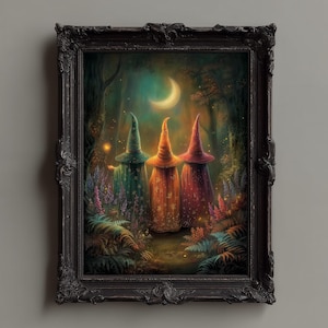 Witches Art Print: Gothic Dark Academia Illustration