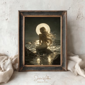 Moonlight Mermaid Print: Baroque Gothic Ocean Art (Digital Download)