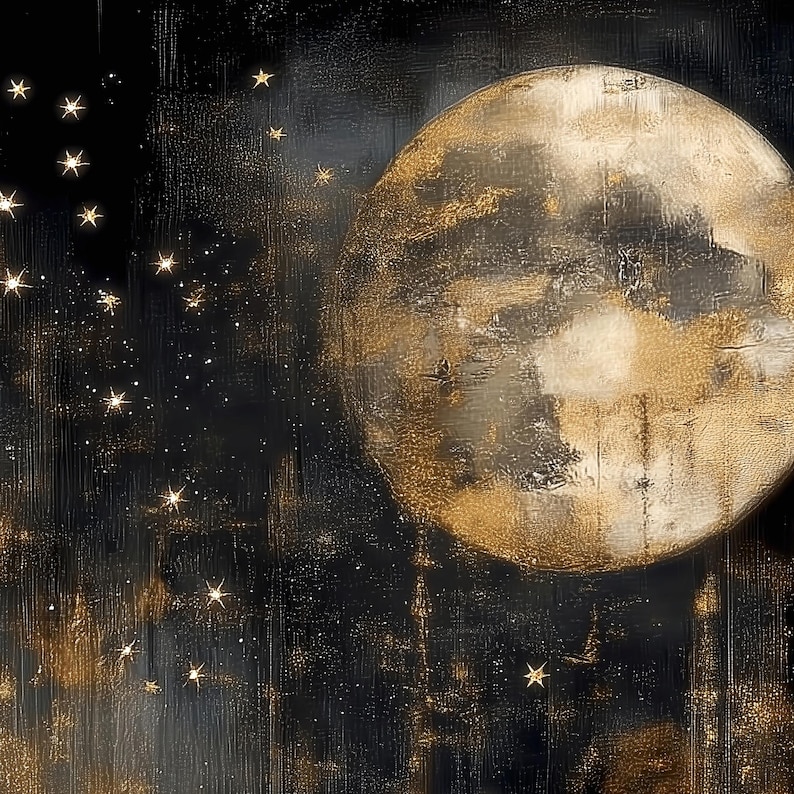 Darkened Moon Wall Art | Dark Academia Decor, Celestial Painting ...
