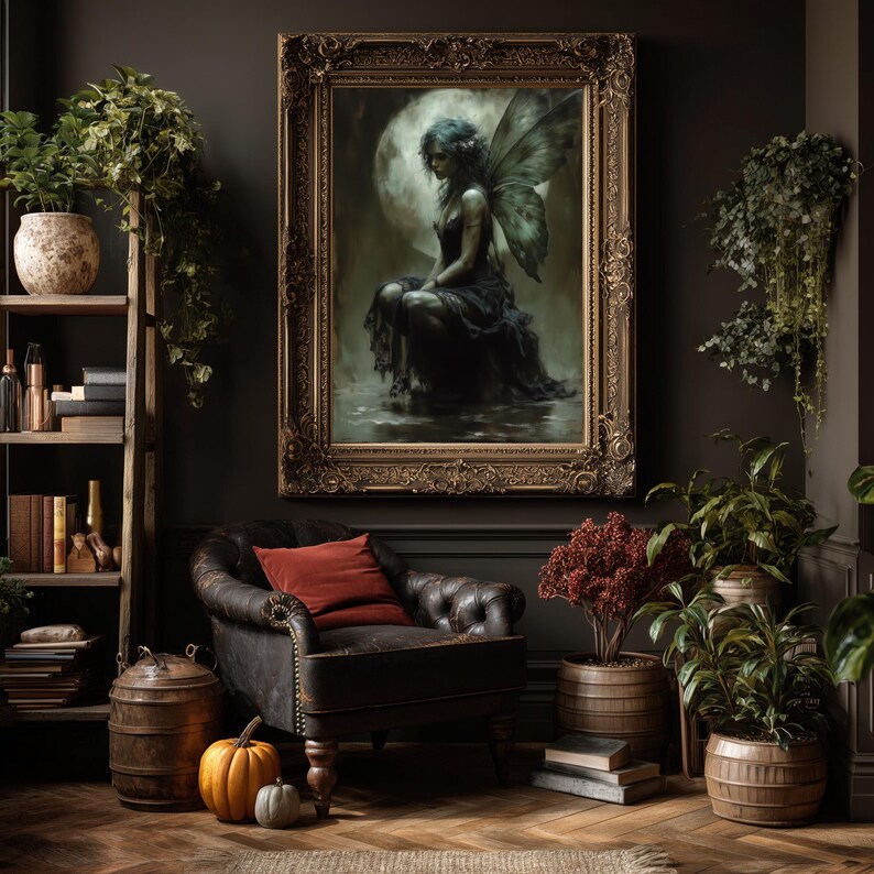 Gothic Fairy Printable Wall Art, Dark Academia Decor, Fantasy Art Print ...