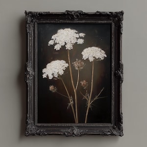 Vintage Queen Anne&#39;s Lace Print: Moody Botanical Wall Art (Digital Download)