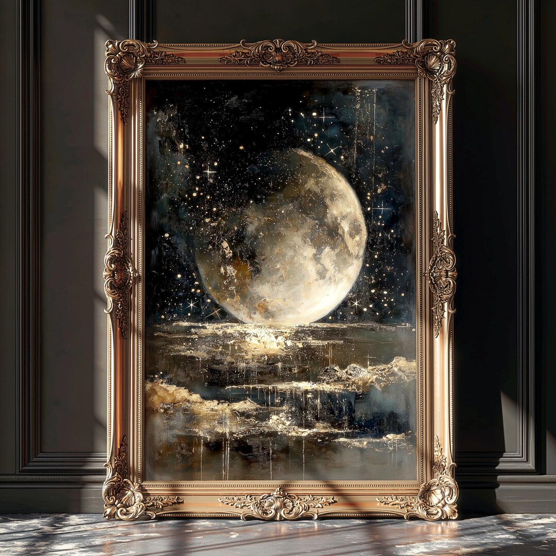 Dark Moon Celestial Boho Art Print | Mystic Wall Decor, Framed Print - Etsy