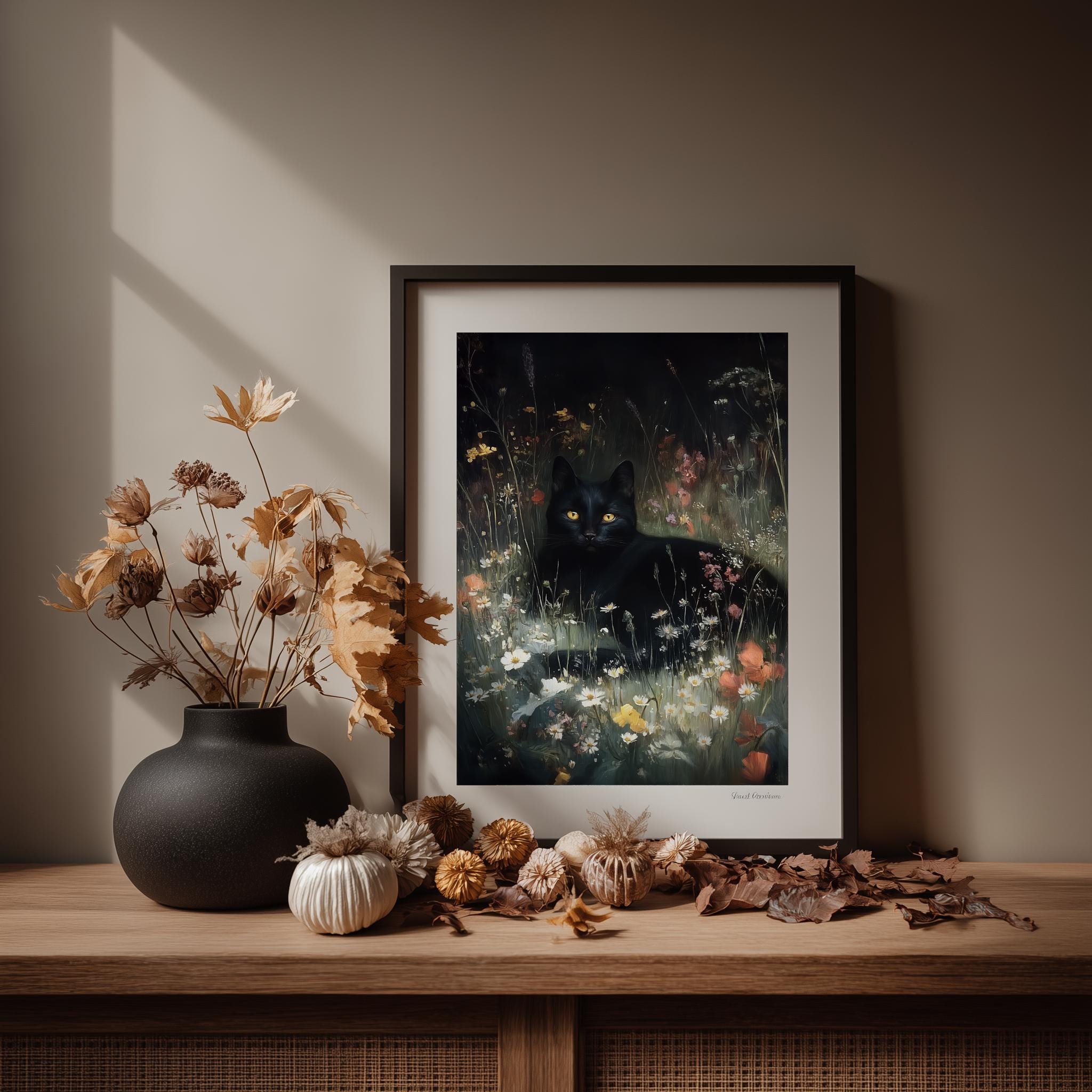 Moody Cottagecore Cat Art Print: Dark Academia Gothic Home Decor - Etsy