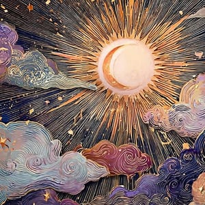 Celestial Balance – Sun and Moon Wall Art Print | Cosmic Boho Decor, Framed Print image 2