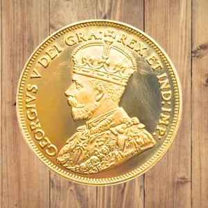 Canada 1914 Ten Dollars – George V Brass-Copper Gold-Tone Souvenir Coin | Collectible Metal Replica for Home Décor & Gifts