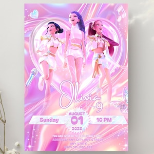 Kpop Demon Hunters Birthday Invitation | Editable Canva Template | Kpop Anime Invite | Digital Download | Printable Birthday Card for Kids