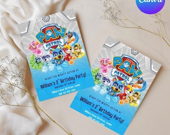 Editable Paw-ty Birthday Invitation Template | Kids Printable Party Invitation | Puppy Patrol Pup Crew Boys & Girls Bday | Digital Download
