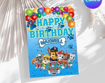 Paw-ty Patrol Editable Invitation | Kids Birthday Invitation Template Printable, Paw Birthday Invitation Girl | Invite Instant Download Pdf