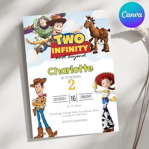 Editable Toy Story Birthday Invitation, Toy Story Birthday Party, 2nd Digital Invitation, Kids Birthday Party, Woody, Two Infinity & Beyond