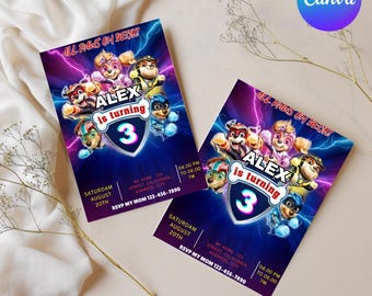 Editable Paw-ty Birthday Invitation | PawPatrol kid Party | Paw Patrol Kids Birthday invite Boys & Girls Canva Template | Digital Invitation