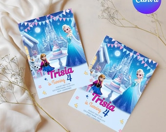 Elsa Invite Digital Frozen Party Invitation Custom Digital Invite Celebration Invite Kids Party editable Invitation Digitally Download