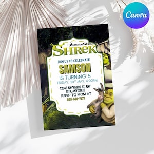 Shrek Birthday Invitation Printable, Editable Donkey Party Invite Template for Boys & Girls, Shrek Theme Birthday Invite PDF PNG JPG
