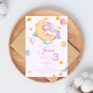 Einhorn Geburtstagseinladung | Einhorn Einladung | Regenbogen Einhorn Geburtstag einladen | Pastell Einhorn Einladung Printable | Sofort Download