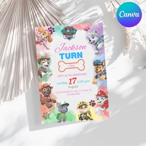 Invitation Pat'Patrouille de Zazzle.be Liste d'envies Vous avez des idées ? Modèle d'invitation d'anniversaire d'enfant modifiable et imprimable, Invitation d'anniversaire de patte pour fille | Invitation Téléchargement instantané