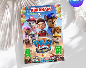 Paw Patrol Birthday Invitation Template Editable Kids Party Invite, Girl Paw Birthday Invite Instant Download Printable Paw-ty Patrol Invite