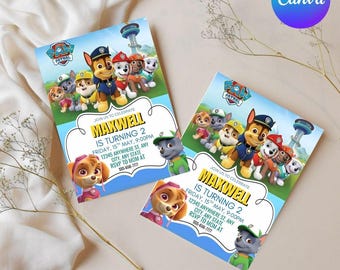 Paw-ty Patrol Invitation | Kids Birthday Invitation Template Editable-Printable, Paw-ty Birthday Invitation | Digital Instant Download