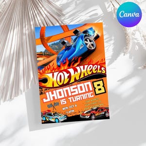 Modèle d'invitation d'anniversaire modifiable voitures de course en téléchargement numérique, invitation à une fête de course pour garçons, carte d'invitation de voiture de course imprimable Jpg, Png, Pdf