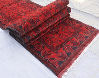 Afghan Bukhara Rug 17 ft Runner Rug, 2'8x16'7 Stunning Handmade Wool Rug Khal Muhammadi Rug, Oriental Turkmen Rug, Tribal Hallway runner Rug