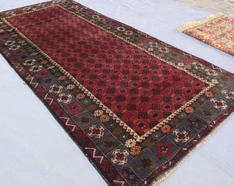 Alfombra antigua de 90 x 210 cm, alfombra geométrica baluchi, alfombra afgana hecha a mano, alfombra de lana de pelo suave, alfombra oriental turcomana, alfombra ancha para cocina.
