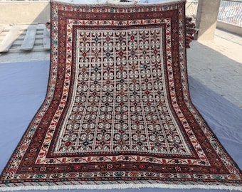 6'5x9'8" Multi Color Afghan Rug, Afghan Handmade Wool Rug 200x300 cm Top Quality Organic Dyes Rug, Baluchi design Tribal Turkmen Bukhara Rug