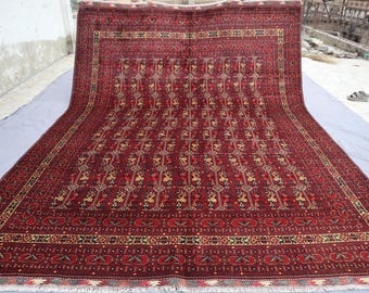 Großer Vintage Afghan Teppich, Handgeknüpfter Teppich, Handgeknüpfter Teppich, Turkmenischer Teppich für Schlafzimmer, Wohnzimmer