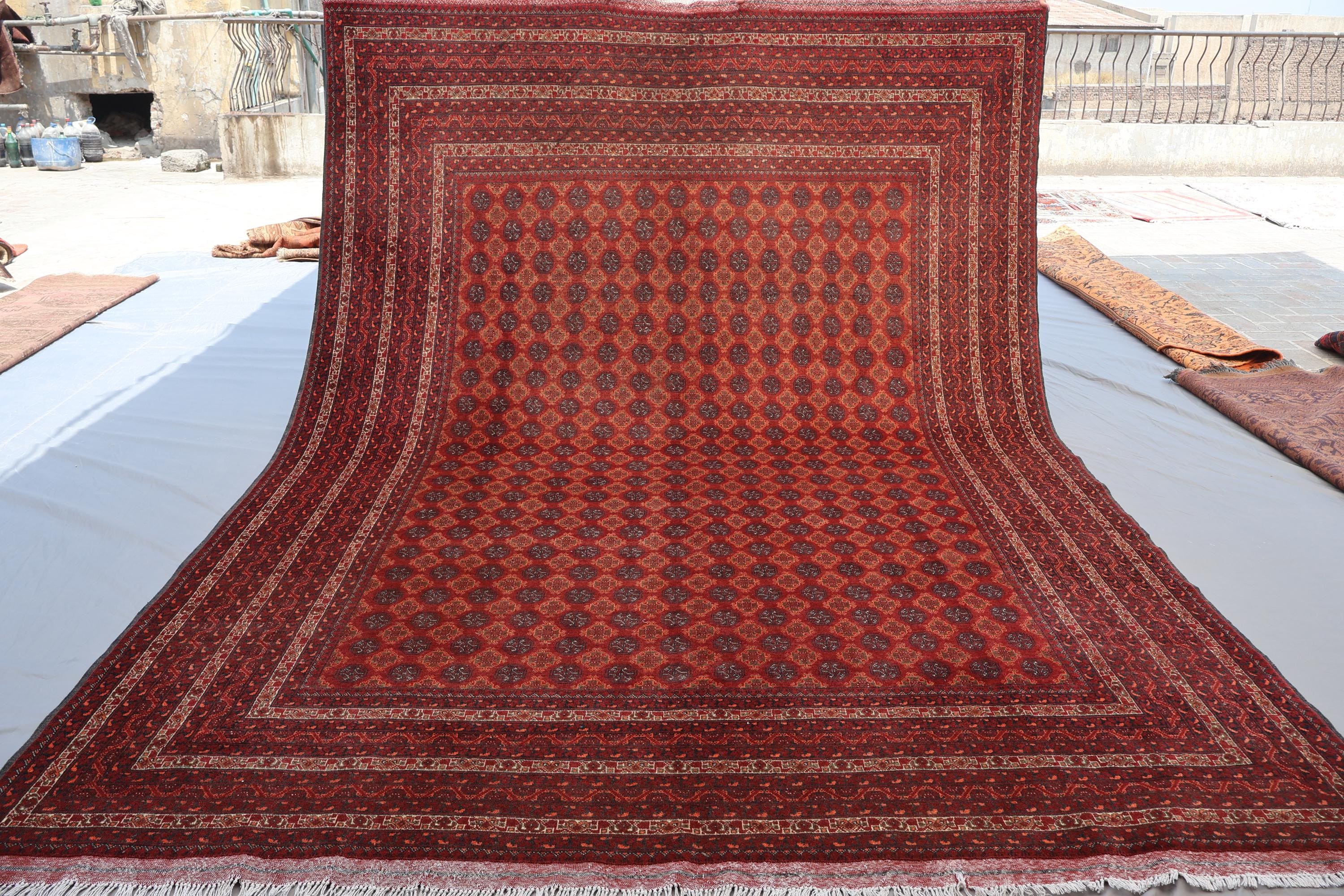 8x12 Large Afghan Rug, Vintage Rug, Handmade Wool Rug, Turkmen