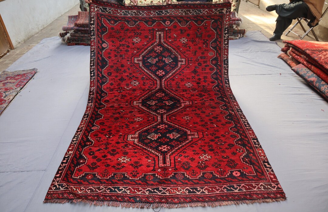 Chinese Rug 1950 5x8 Collectors Piece 1950s Antique Rug, Handmade Wool Geometric Rug ...