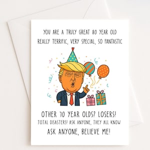 80th Birthday Card For Women Or Men | Trump Birthday Cards | Cards | Funny Card Gift | 80th Birthday Gift For Grandma Grandpa Mom Dad