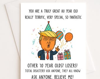 80th Birthday Card For Women Or Men | Trump Birthday Cards | Cards | Funny Card Gift | 80th Birthday Gift For Grandma Grandpa Mom Dad