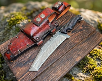 Thunder Supreme Hanjiang Lonely Shadow Square Head Multi-function Knife Damascus Integrated Thickened High Hardness Outdoor Knife