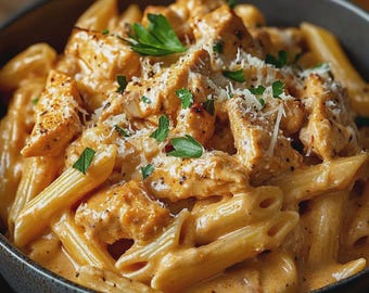 Cremiges Knoblauch-Hähnchen-Pasta-Rezept: Einfaches Familienessen (PDF-Download)