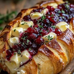 Best Recipe for Garlic Herb Sourdough Bread Stuffed with Brie & Cranberry, Instant PDF Download