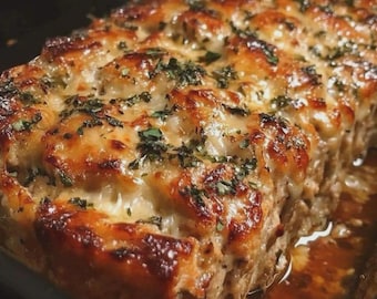 Garlic Parmesan Chicken Meatloaf Recipe: Easy Family Dinner (Instant PDF Download)