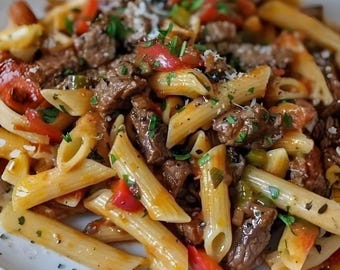 Philly Cheesesteak Pasta, Instant Download