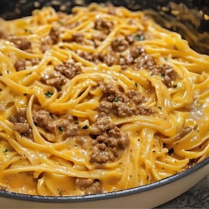 One-Pot Creamy Beef & Garlic Butter Pasta Recipe (PDF Download)
