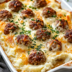 Melhor receita de almôndegas assadas com purê de batata, download instantâneo em PDF