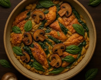 One-Pan Creamy Chicken Orzo Recipe (Instant PDF Download)