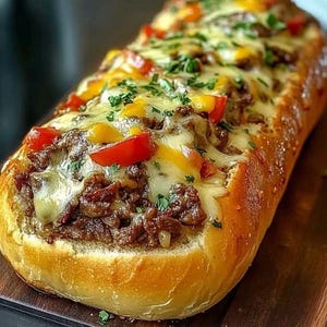 Cheesesteak-Stuffed Garlic Bread Recipe: Easy Family Meal (Instant PDF Download)