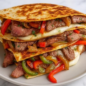 Bestes Rezept für einfaches Pfeffersteak mit Käse-Quesadillas, Sofort-PDF-Download