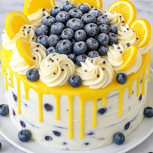 Best Recipe for Easy Lemon Blueberry Cheesecake Cake, Instant PDF Download