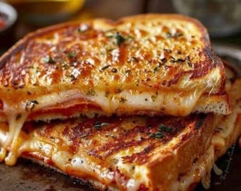 Receta de pizza con queso a la plancha: Sándwich sabroso (Descarga instantánea en PDF)