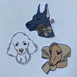 lot de 3 stickers chien à la mode, collection printemps
